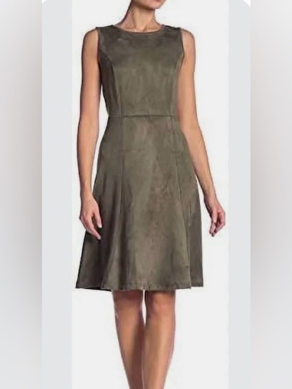Classic Sleeveless Gray A-Line Dress faux suede dress.